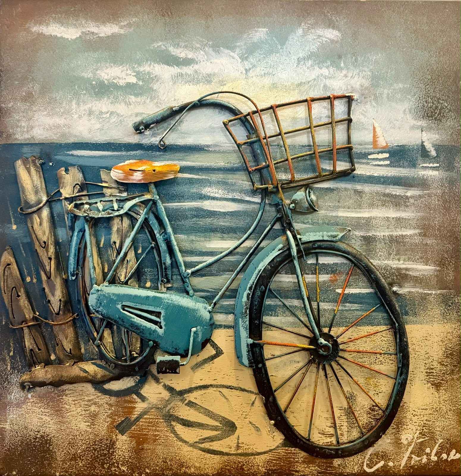 Tableau en relief Bicyclette — vue de face — Culture inspiré de La Réunion | L'ART Réunion