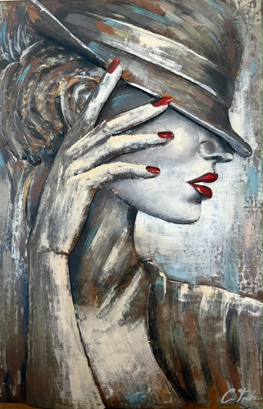 Tableau en relief Femme au chapeau — Culture inspiré de La Réunion | L'ART Réunion