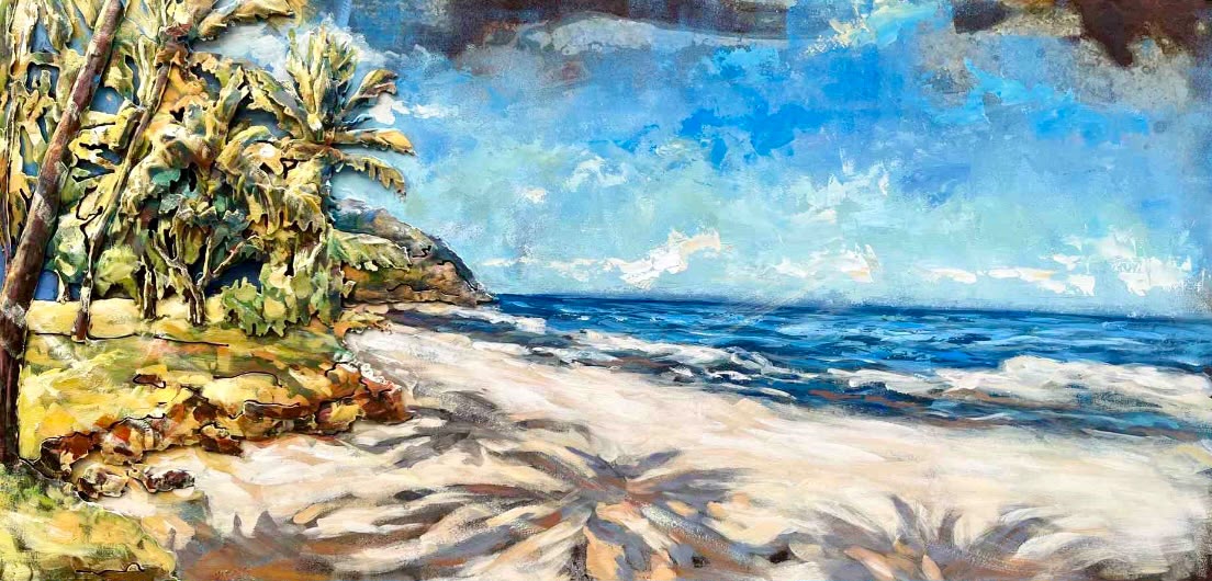 Tableau en relief Grande Anse — plage et végétation — Océan inspiré de La Réunion | L'ART Réunion