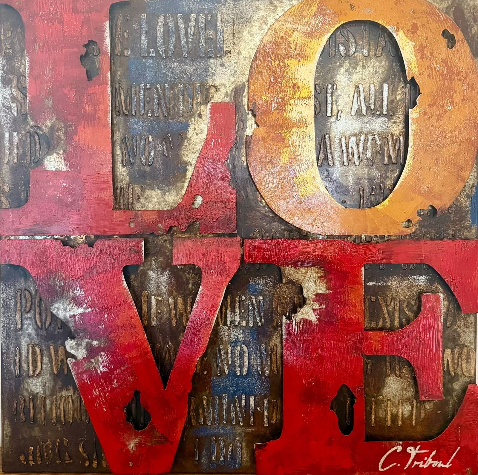 Tableau en relief Love — format carré — Culture inspiré de La Réunion | L'ART Réunion