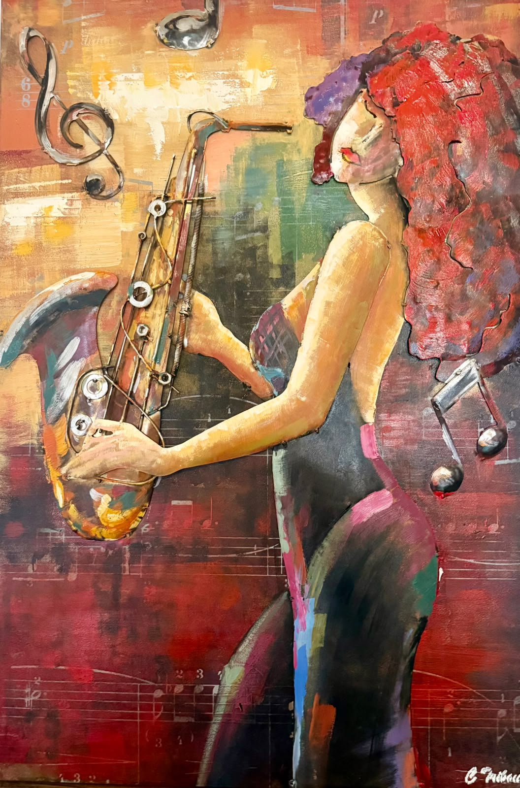 Tableau en relief Saxophoniste — Culture inspiré de La Réunion | L'ART Réunion